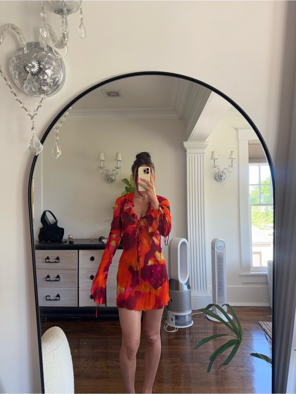 Rat & Boa Red and Orange Abstract Print Mini Dress